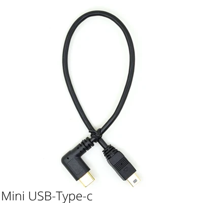 Câble Micro Mini USB 3.1 mâle à mâle, 5 broches, coudé de type C vers Mini USB 2.0 OTG, adaptateur de données, convertisseur, câble de charge, 25cm