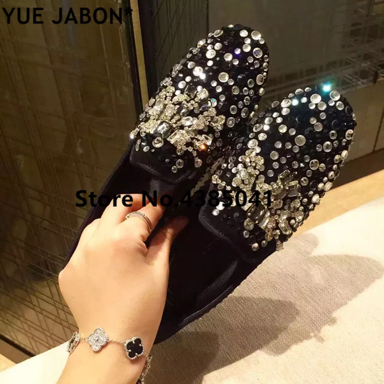 Luxury Silver rhinestones sneakers Slip on bling bling mixed color flat shoes crystal women casual shoes footwear dot Loafers