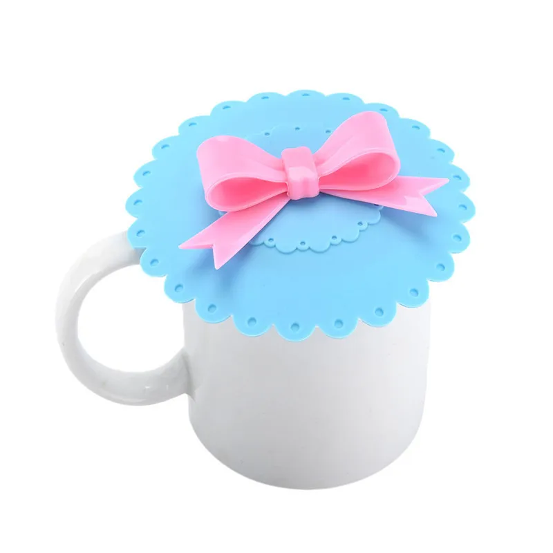 Cute Reusable Cup Lid with Bowknot Silicone Anti-dust Bowl Cover Thermal Insulation Cup Seals Glass Mugs Cover Drinkware Parts