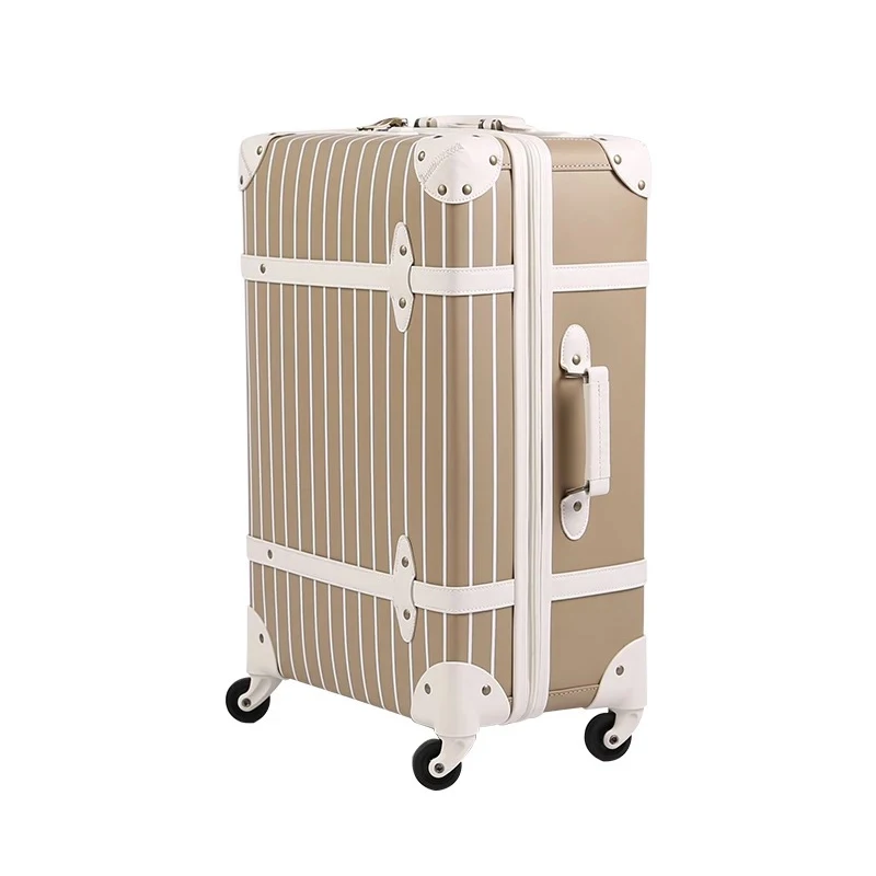 GraspDream 2019 nuova borsa da viaggio a righe retrò borsa da viaggio con rotelle, 17 "20" 24 "pollici valigie Trolley da donna di marca spinner su ruote