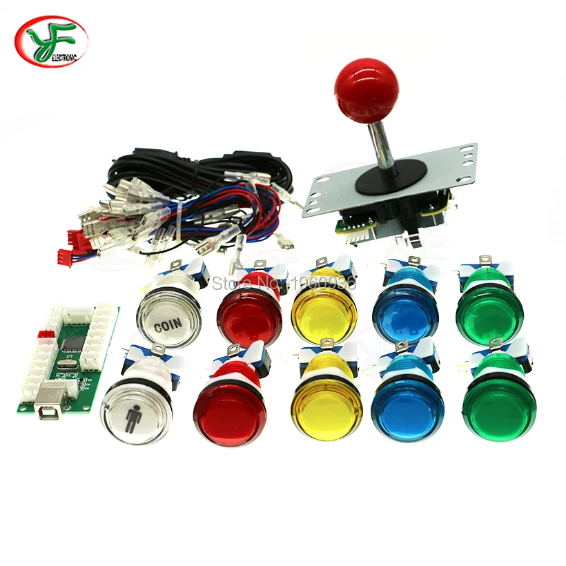 SANWA Style Joystick + 10 x 5V LED Push Button + USB Encoder To  PC PS3 Raspberry Pi Retropie MAME Arcade kit DIY