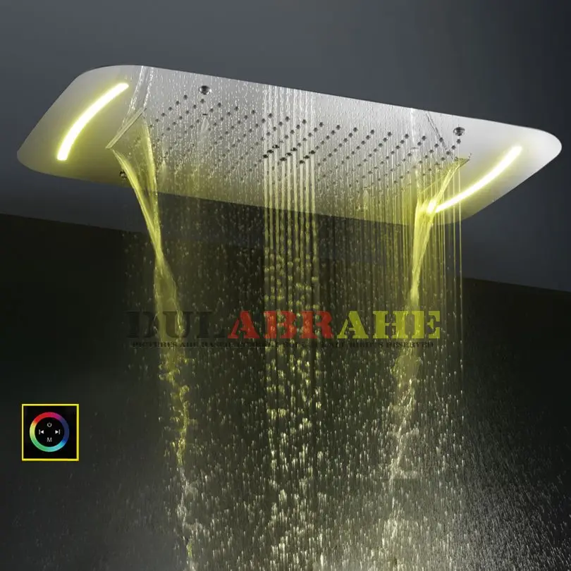 

Contemporary Style Large Bathroom Shower Head Touch Panel 100V~240V Alternating Current LED Bathroom Top Shower Set