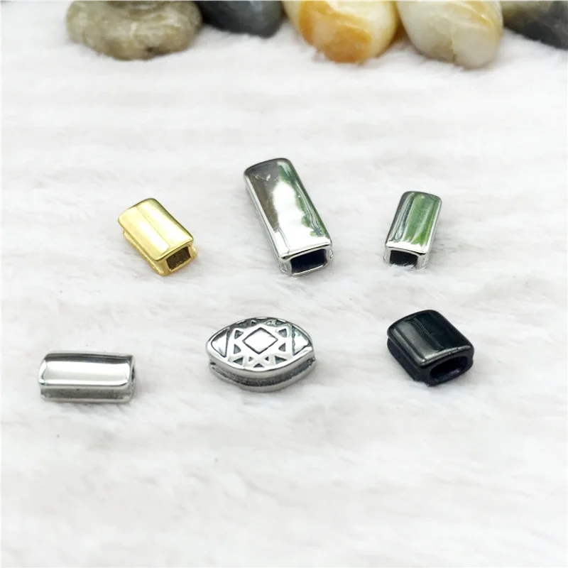 Cuentas espaciadoras de Metal para fabricación de joyas, abalorios de acero inoxidable 316l con orificio pequeño de 1,5-3mm, con forma de ojo y cilindro, para pulsera DIY