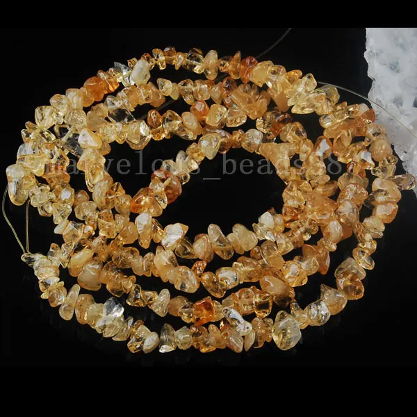 Beautiful Jewelry 4~8mm Genuine Yellow Crystal Chips Gem Beads Strand 35 