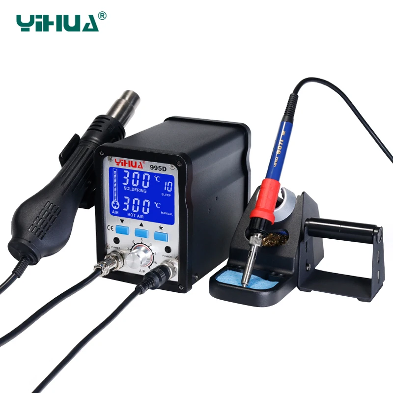 YIHUA 995D New Upgrade 720W Rework Soldering Station 2 in 1 Hot Air Gun 60W Soldering Iron SMD BGA Welding Repair Tool Station