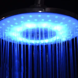 Cabezal de ducha redondo de acero inoxidable, luz LED RGB de 8 pulgadas, para Baño