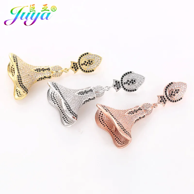 Juya DIY Women Fashion Pearls Tassel Sweater Necklace Making Accessories Cubic Zirconia Floating Suspension Connectors