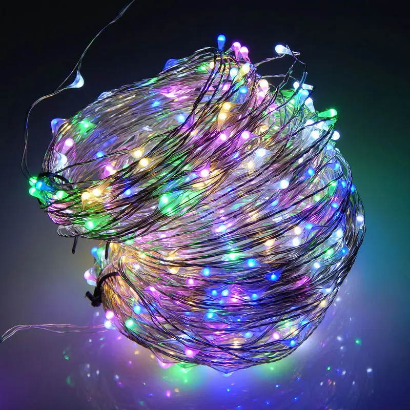 

10pcs/lot 300LED 30M Starry vine String Light Wedding Christmas fairy Lamp Garden Garland home decor Silver/Copper wire+Adapter