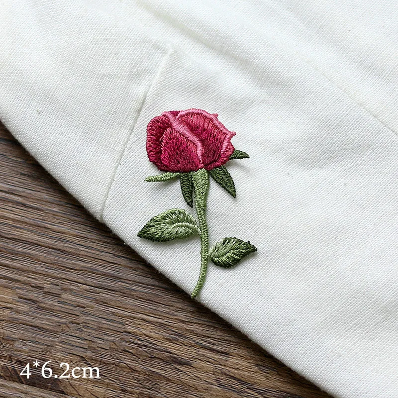 9Pcs/Lot Appliques Embroidered Cloth Stickers Iittle Rose Bud Sew on Embroidery Stickers DIY Patch Clothing Appliqued Badges