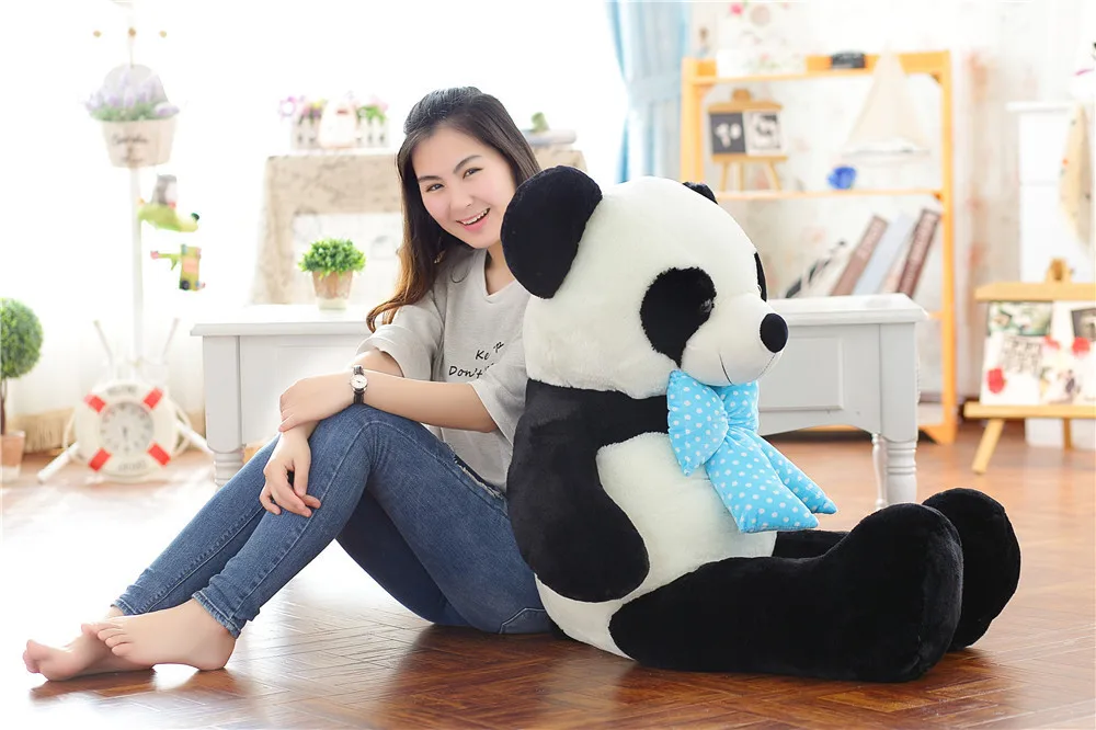 huge plush panda toy big lovely bow panda doll gift about 120cm