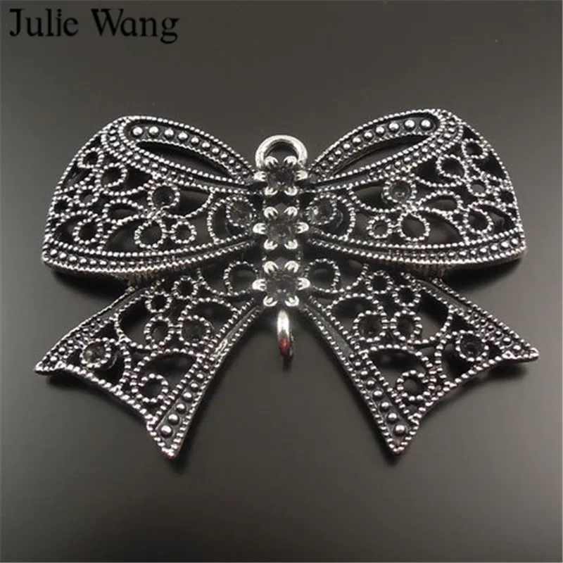 Julie Wang 4PCS Alloy Antique Color Bow Tie Shape Charms Pendants Findings Jewelry Making Necklace Bracelet Accessory