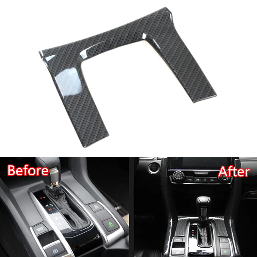 Carbon Fiber ABS Car Interior Gear Shift Panel Strip Frame Trim Styling Sticker For Honda Civic 2016 2017 LHD Covers