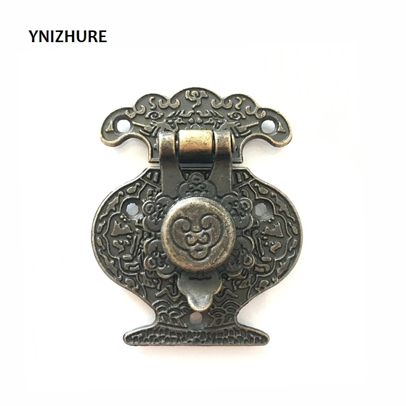 

10PCS 40mmx51mm Wooden Jewellery Box Vase Buckle Metal Box Hasp Latch Lock Decorative Hasp Antique Bronze Pattern Carved