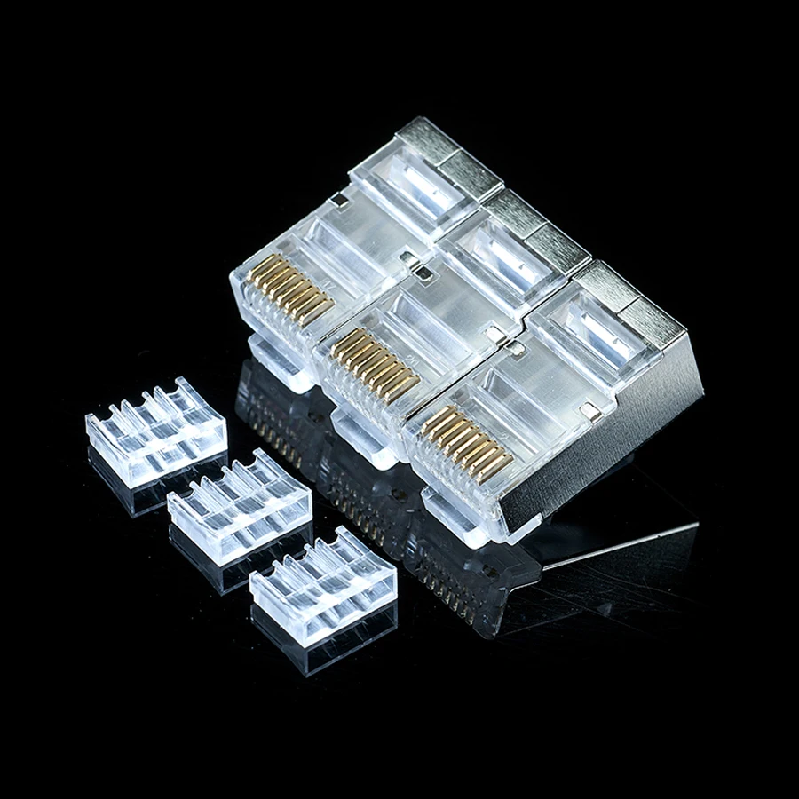 xintylink rj45 connector cat6 ethernet cable plug 8P8C rg45 shielded blue stp rg rj 45 jack conector network cat 6 modular 50pcs