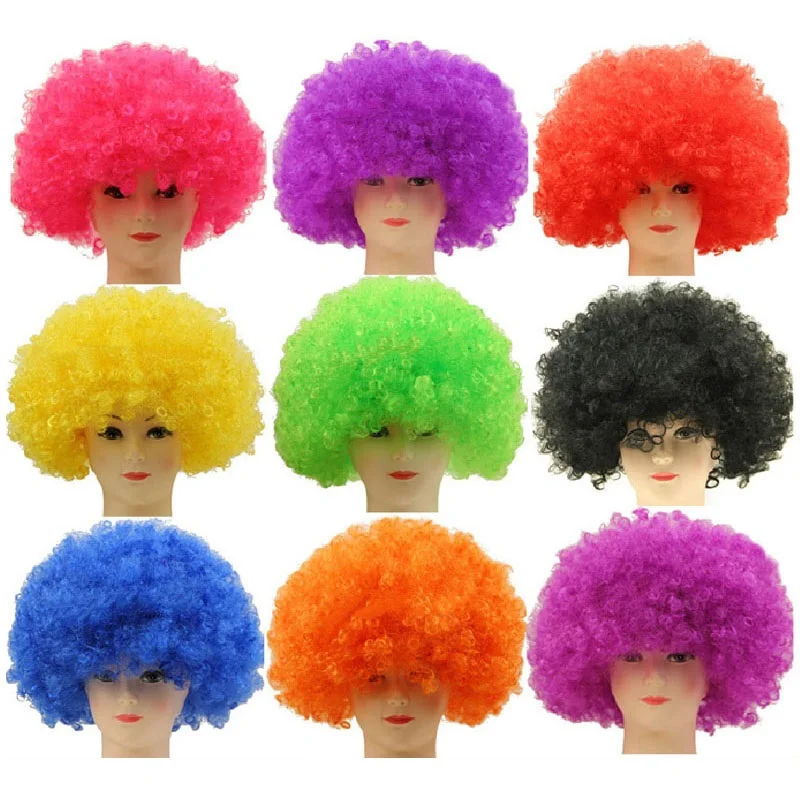 50pcs Clown Fans Carnival Wig Cosplay Circus Funny Fancy Dress Stage Joker Adult Child Costume Hair Wig Festive Prop ZA4988