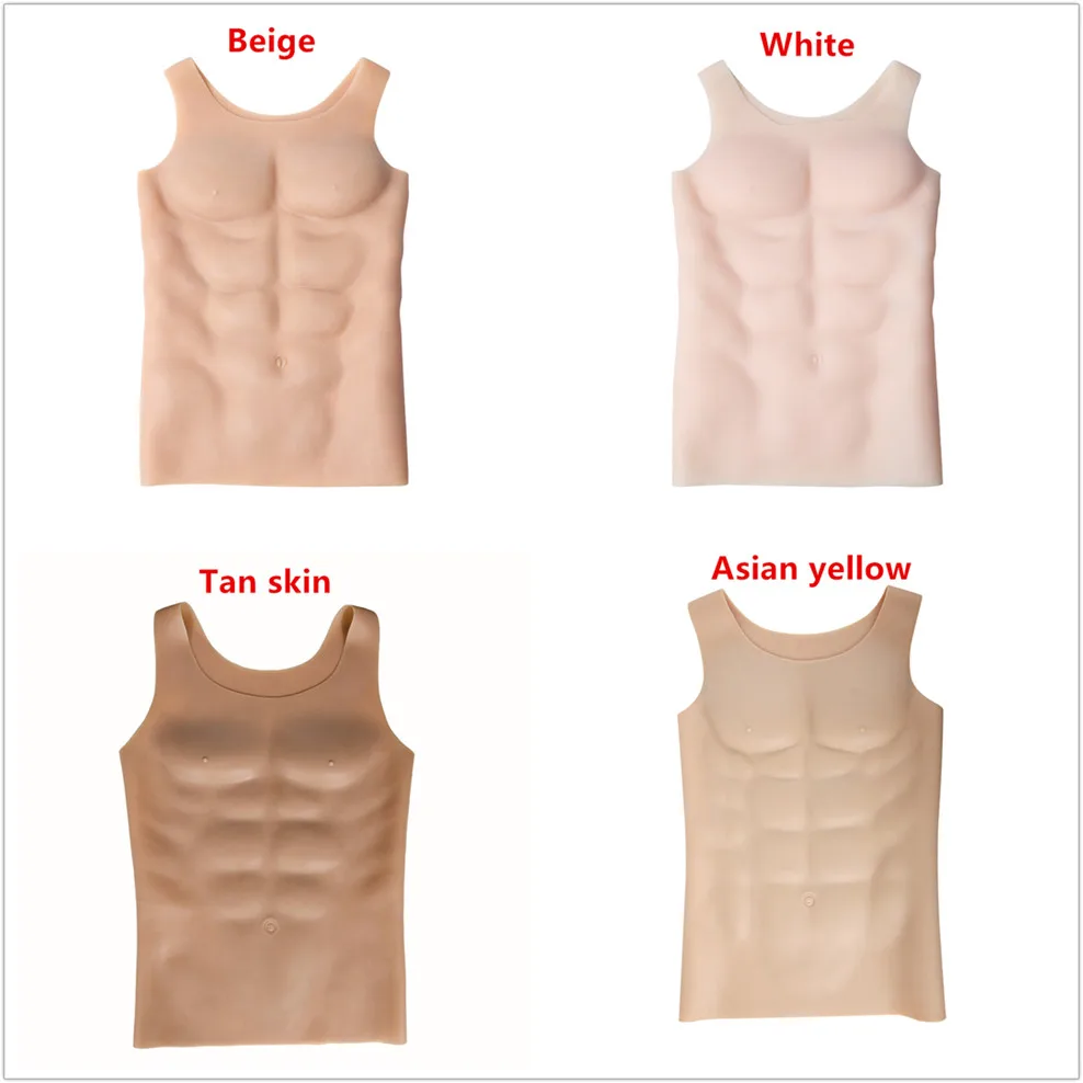 1750g White Silicone Fake Chest Thickness of Pectoral muscle 2.5cm Muscle Pecloralis Muscle cosplay Artificial Men Chest