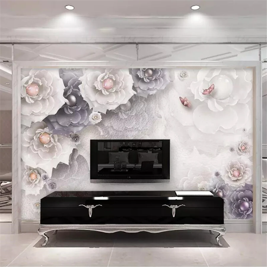 Custom wallpaper 3d mural atmosphere delicate peony jewelry flower living room background wall papers home decor room decoration