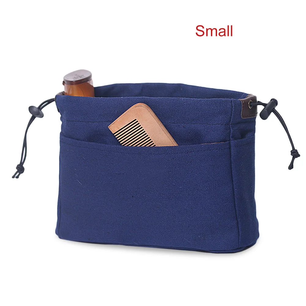 Canvas Purse Organizer Bag Insert with Compartments Makeup Travel Storage Handbag Waterproof Pocket Solid Color Large Capacity