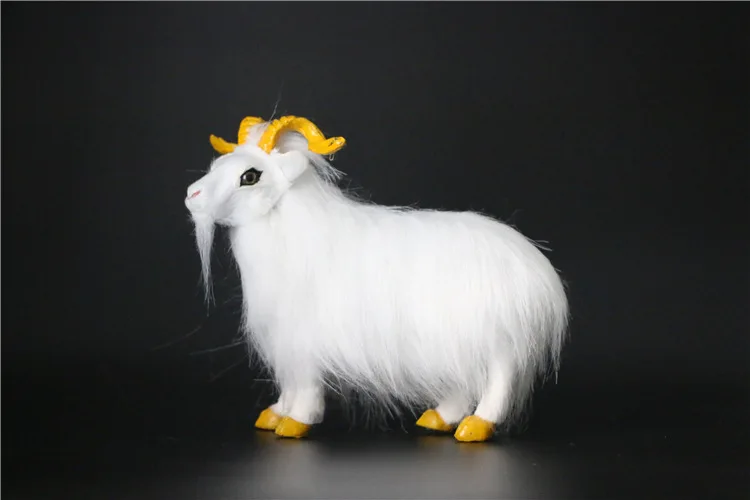 

new simulation goat model polyethylene & furs yellow Shofar sheep doll gift about 23x20cm 2928