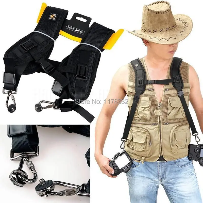 

Camera Black Quick Rapid Double Shoulder Sling For DSLR Digital SLR Camera Fuji, Pentax, Sigma Samsung Canon Nikon