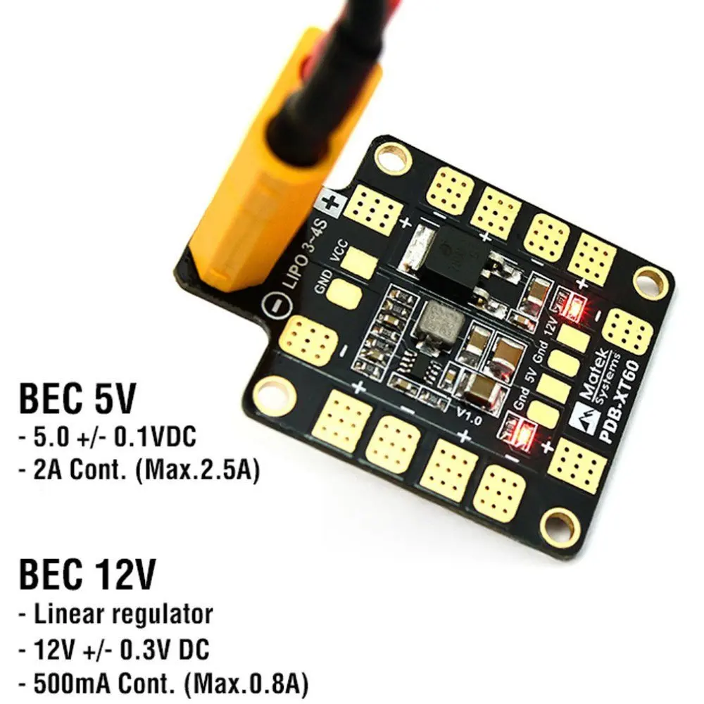 MATEK Mini Power Hub PDB XT60 Power Verteilung Bord PDB-XT60 mit BEC 5 V/12 V für FPV Drone quadcopter QAV210 QAV-R QAV-X