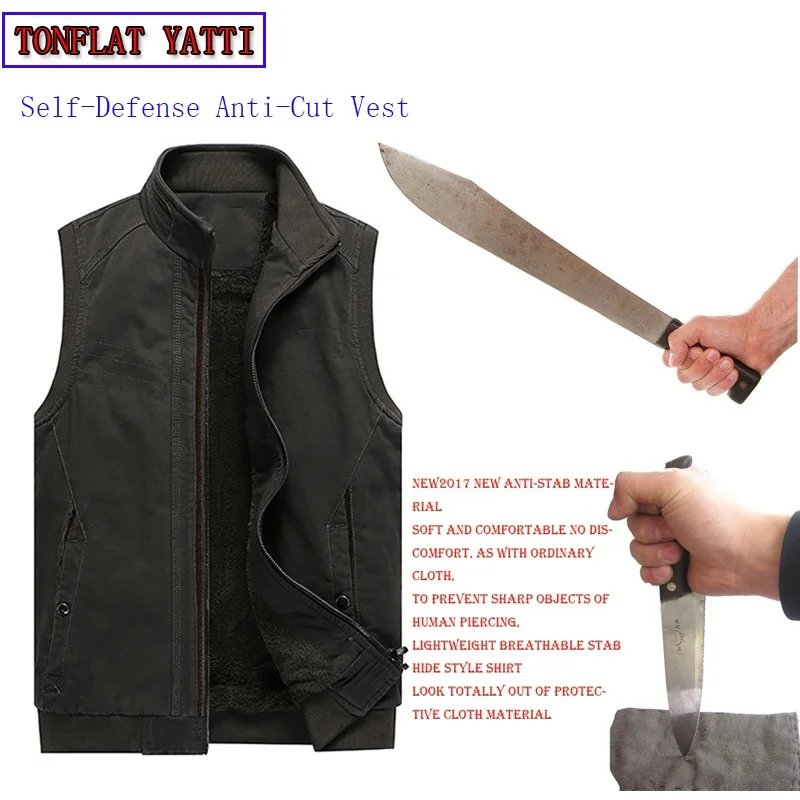 Winter Tactics Stab-resistant Cut Plus Velvet Large Size Vest Bodyguard Self-defense Self-defense To Prevent Accidental Injury