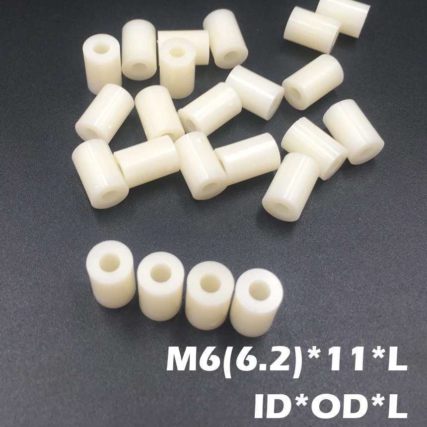 

1000pcs M6 6.2*11*3 6.2x11x3 6.2*11*4 6.2x11x4 ID*OD*L ABS Plastic Nylon Round Column Insulation Shim Washer Standoff Spacer