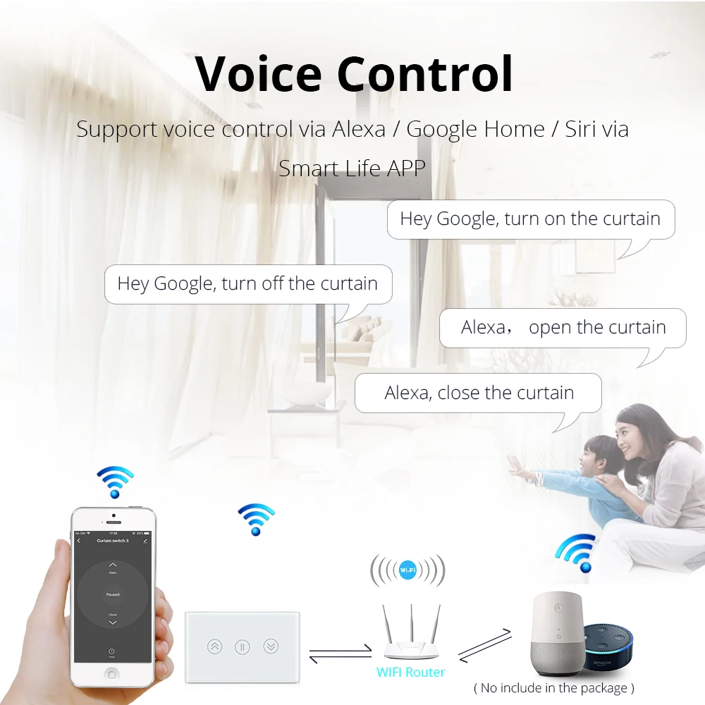 Zemismart-interruptor de cortinas smart life, wi-fi, controle por aplicativo alexa echo tuya, retroiluminação, interruptor liga/desliga, google home