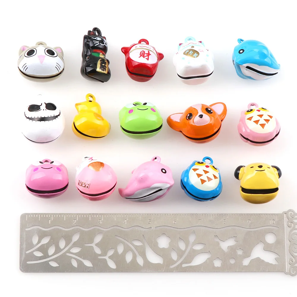 20pcs  Random Mixed Cute Cartoon Jingle Bell Pendants Hanging DIY For Christmas Tree Decoration