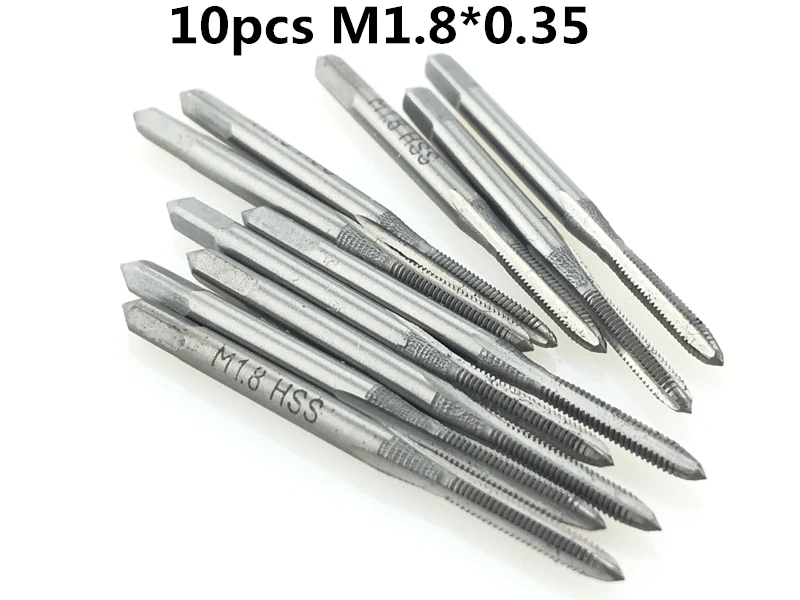 

10pcs M1.8*0.35 Machine screw tap HSS H2 Straight Fluted Screw Thread Metric Plug Hand Tap Drill