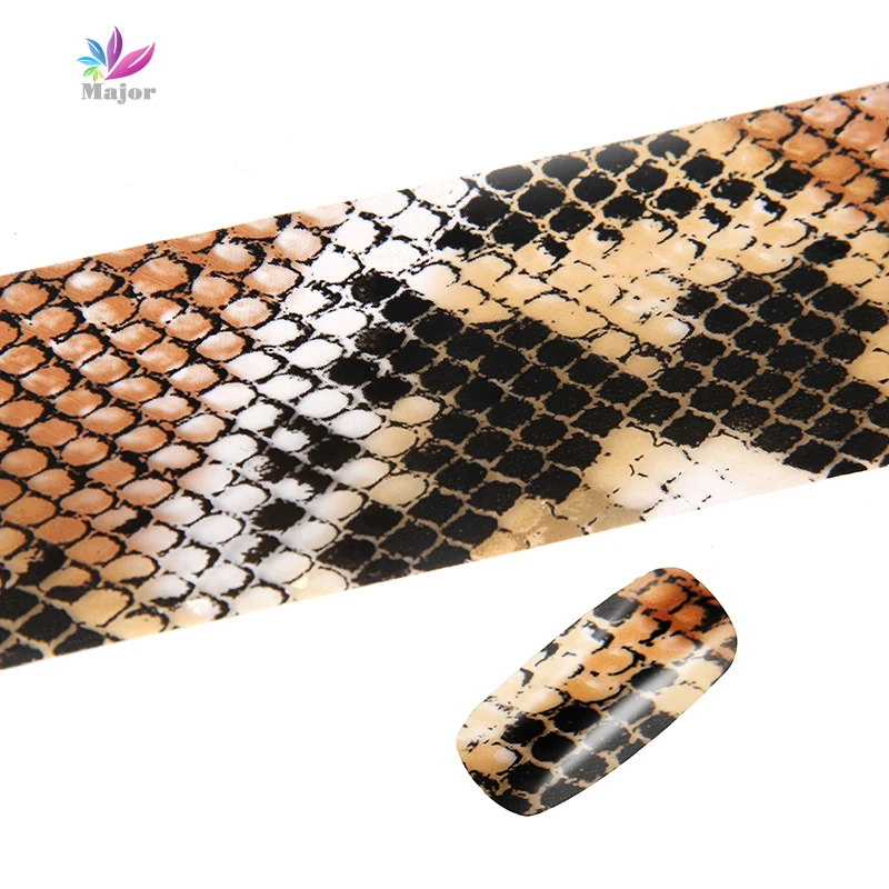 120m*4cm/roll Nail Foils Classic Snake Skin Pattern Nail Art Transfer Foils Laser Stickers Adhesive Nail Polish Accessories