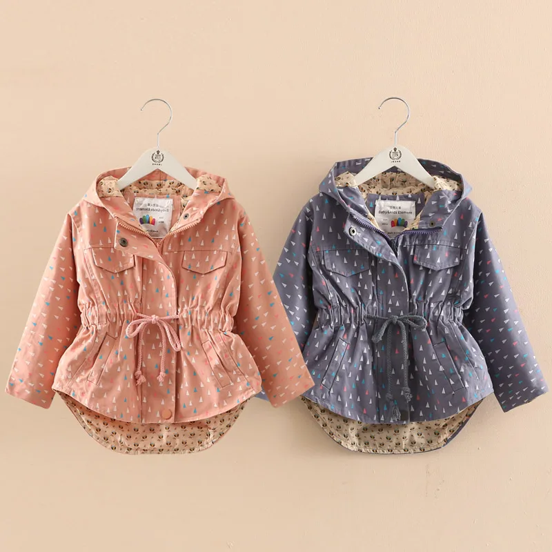 2023 Spring Autumn 3-10 11 12 Years Teenager Outwear Waist Slim Hooded Outdoor Proof Wind Coat Jacket For Baby Kids Girls