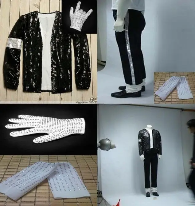 Professional!5pcs Michael Jackson Billie Jean Cospplay Men Kids Halloween Costume MJ Jacket+Pant+Socks+Glove+Hat image 6
