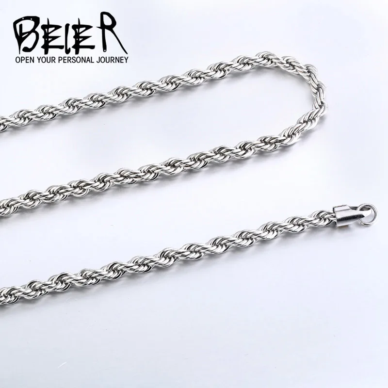 Beier 2.5/3/4mm Stainless Steel Necklace Twist  Rendy Chain Necklace Boy Man Necklace chain BN1007