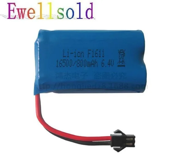 6.4v 800mah 15C 16500 Li-ion Battery RC Car battery SM-2P Plug For Wltoys RC Car 2pcs/lot