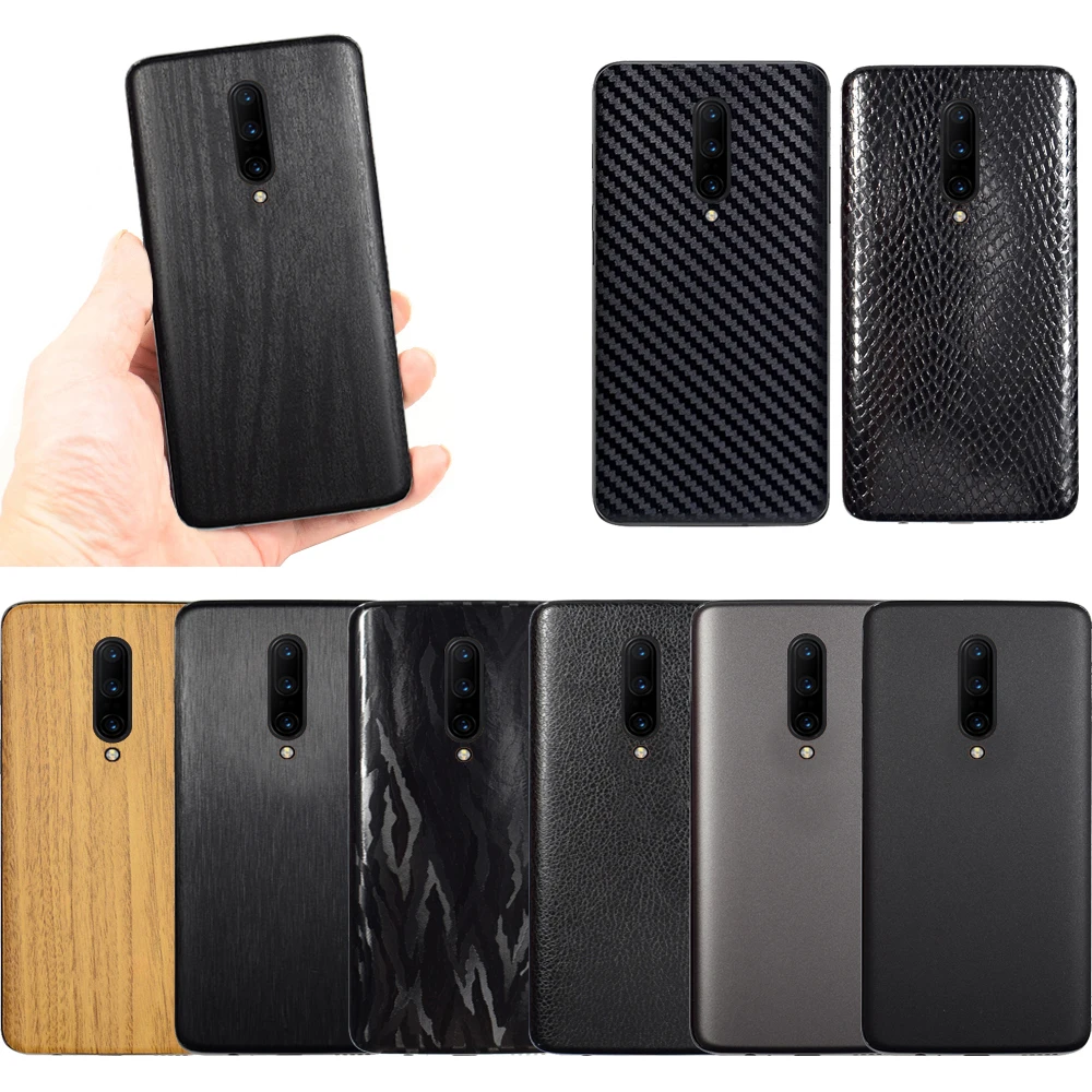 3D Carbon Fiber Sticker For OnePlus 7 Pro Leather / Wood Skins Protective Phone Back Cover Sticker For OnePlus 6T 1+6 Sticker