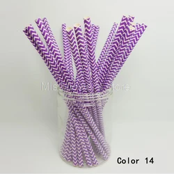 25 Pcs Paper Straws Violet Chevron Striped Drinking Straws For Party Birthday Wedding Decoration Color 14