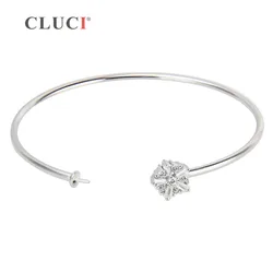 CLUCI five-pointed star 925 sterling silver bracelet accessary Adjustable Tiny Flower Bijoux bracelet to match pearl SB050SB