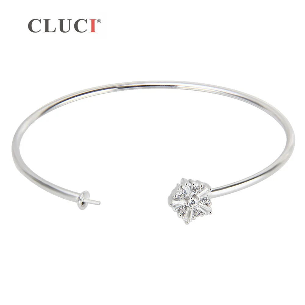 CLUCI five-pointed star 925 sterling silver bracelet accessary Adjustable Tiny Flower Bijoux bracelet to match pearl SB050SB