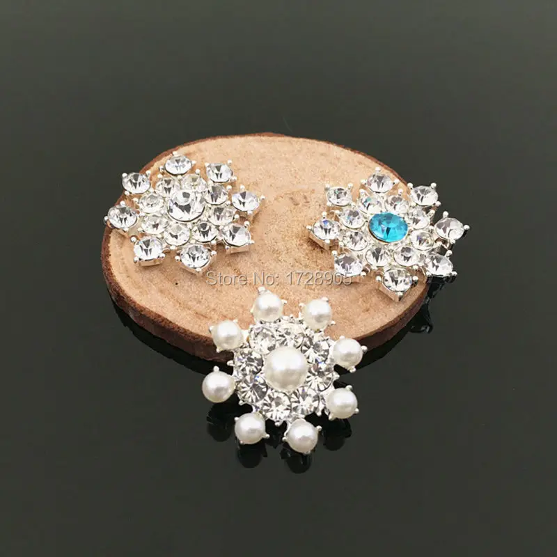 Snowflake 27mm Blue Crystal Rhinestone Christmas Snowflake Flower Flat Back Button Embellishment DIY Hair Accessories nail make