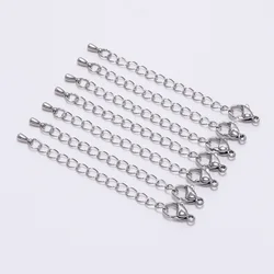 10pcs/Lot Stainless Steel Extension Tail Chain Lobster Clasp DIY Bracelet Necklace Extender Chains For Jewelry Making Findings