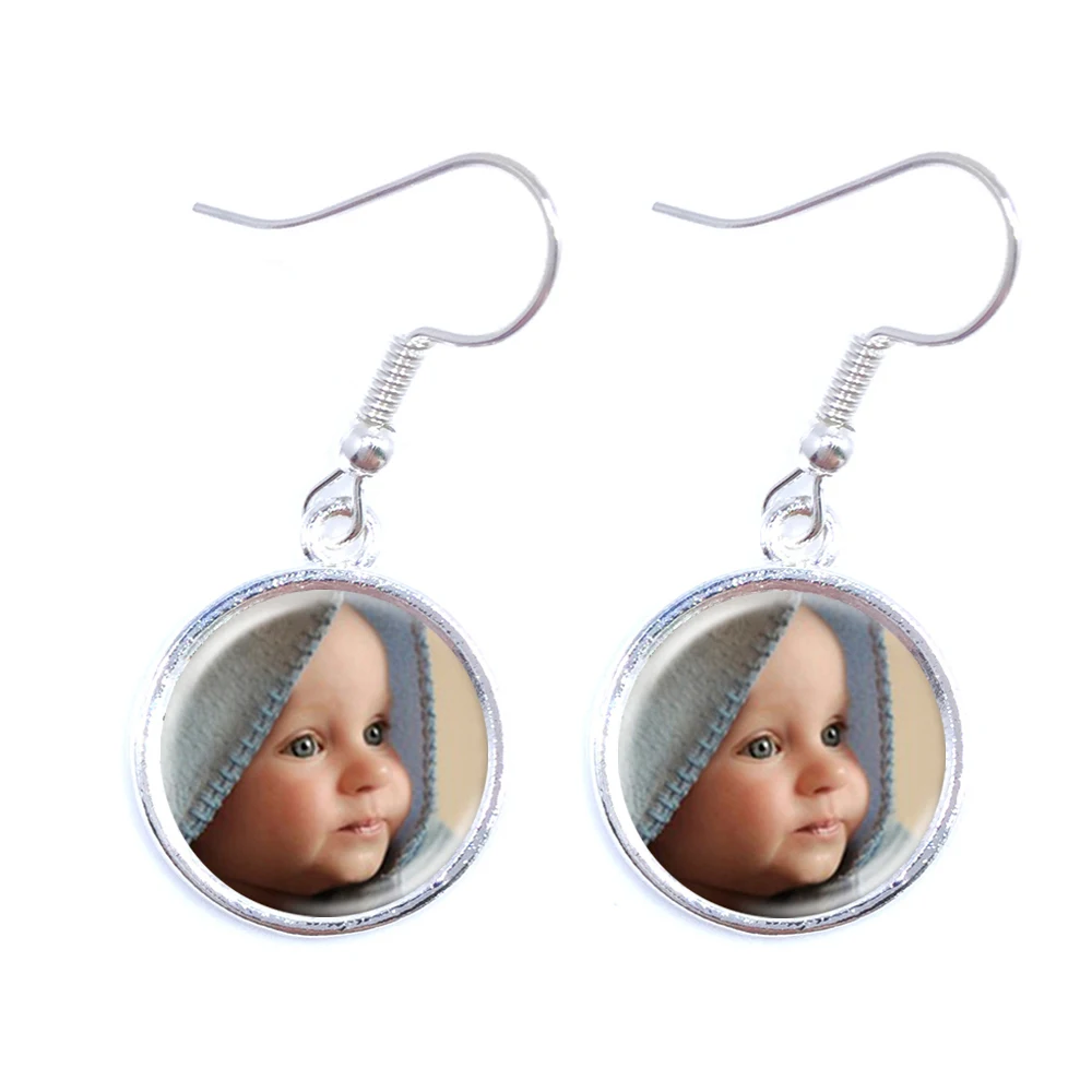 Personalized Custom Earrings Photo Mum Dad Baby Children Grandpa Parents Custom Designed Photo Gift For Family Anniversary Gift