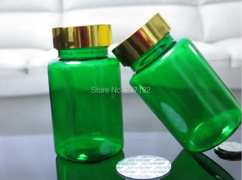 

(200PCS/Lot)120ML/120CC PET Translucent Green Pill Bottle,Empty Capsule Bottle, Plastic Bottle with Anodized Aluminum Cover