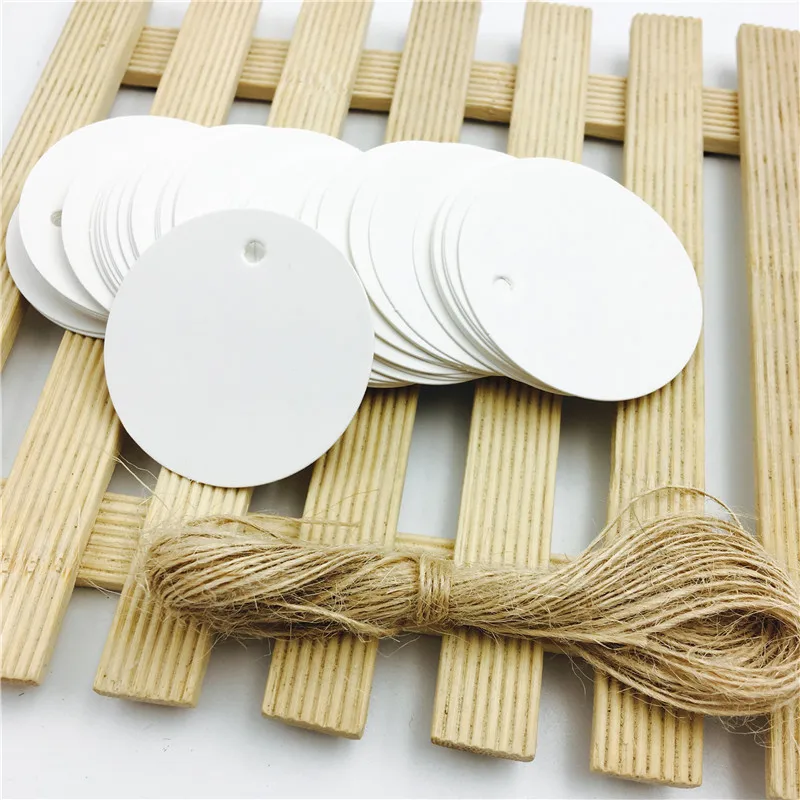 100pcs/lot White Black Brown Kraft Paper Tags Round Luggage Note Wedding Cards Blank Craft Paper Gift Tags 5*5cm