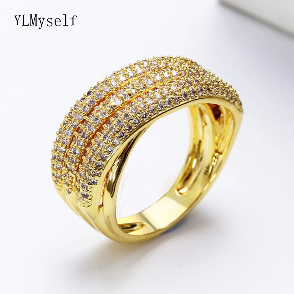 Great OL design Elegant Ring White/Gold-color Small Zircon Jewellery Today Deal Jewelry Copper rings for women