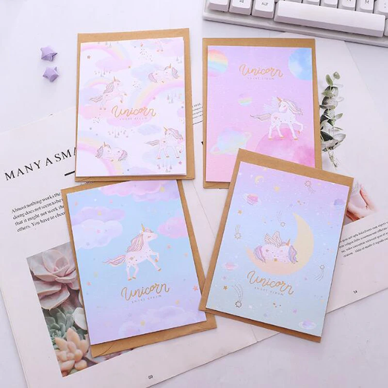 

Cosmic Unicorn Universal Card Cartoon Creative Message Blessing Birthday Card Christmas New Year'S Day Thank You Card Envelope