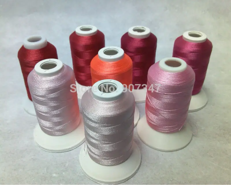 Simthread Pink Series Polyester Machine Embroidery Thread Filament 550 Yards *8 Mini Spools ,120d/2 ,High Strength ,Light Weight