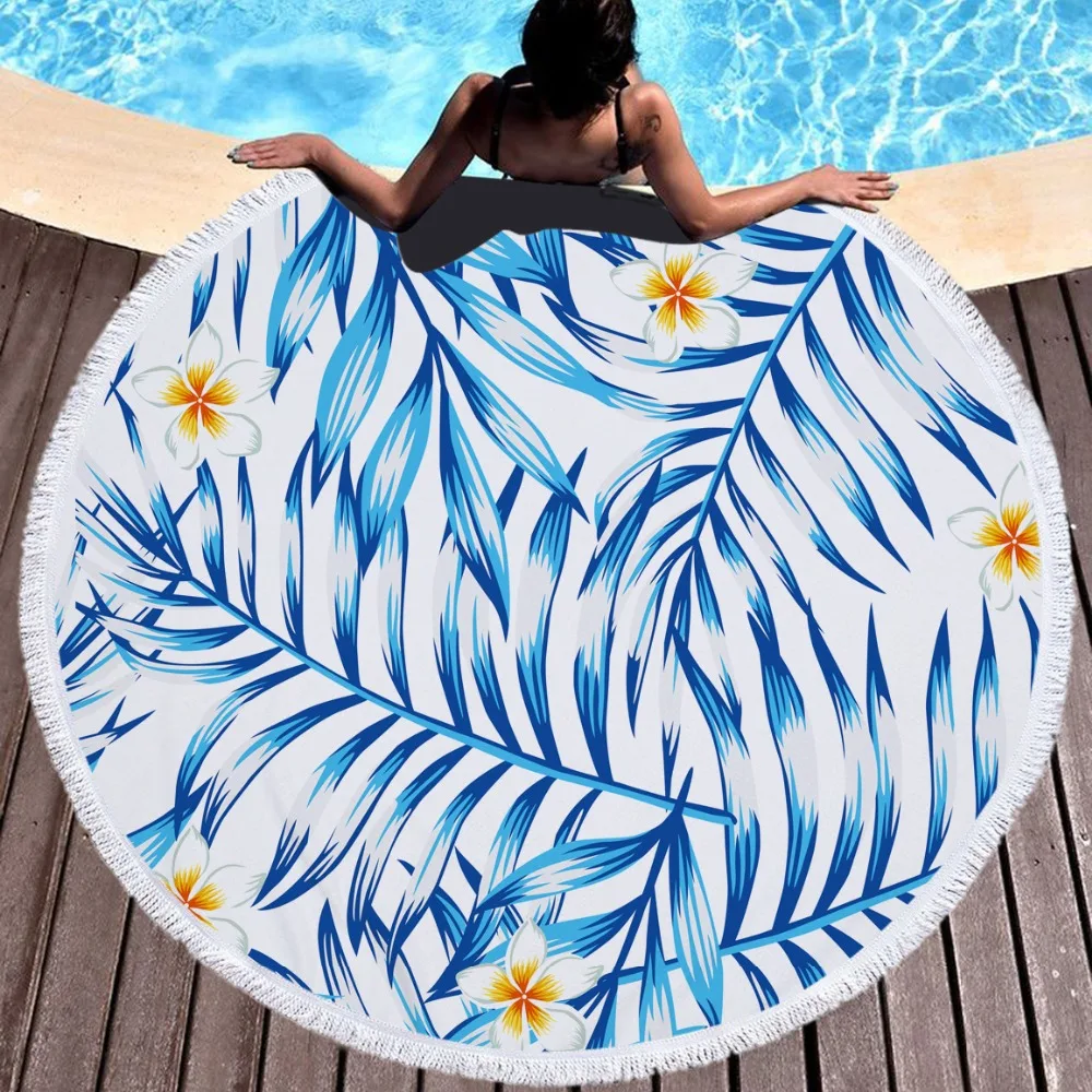 mylb  Round Beach Towel with Tassels 150cm Wall Tapestry Soft Microfiber Thick Terry Towel Yoga Mat Sport Tow