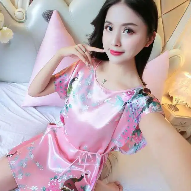 Fashion Women's Summer Robe Chinese Lady Rayon Bath Gown Yukata Nightgown Nuisette Pijama Mujer One Size Hot Sale Xsz023