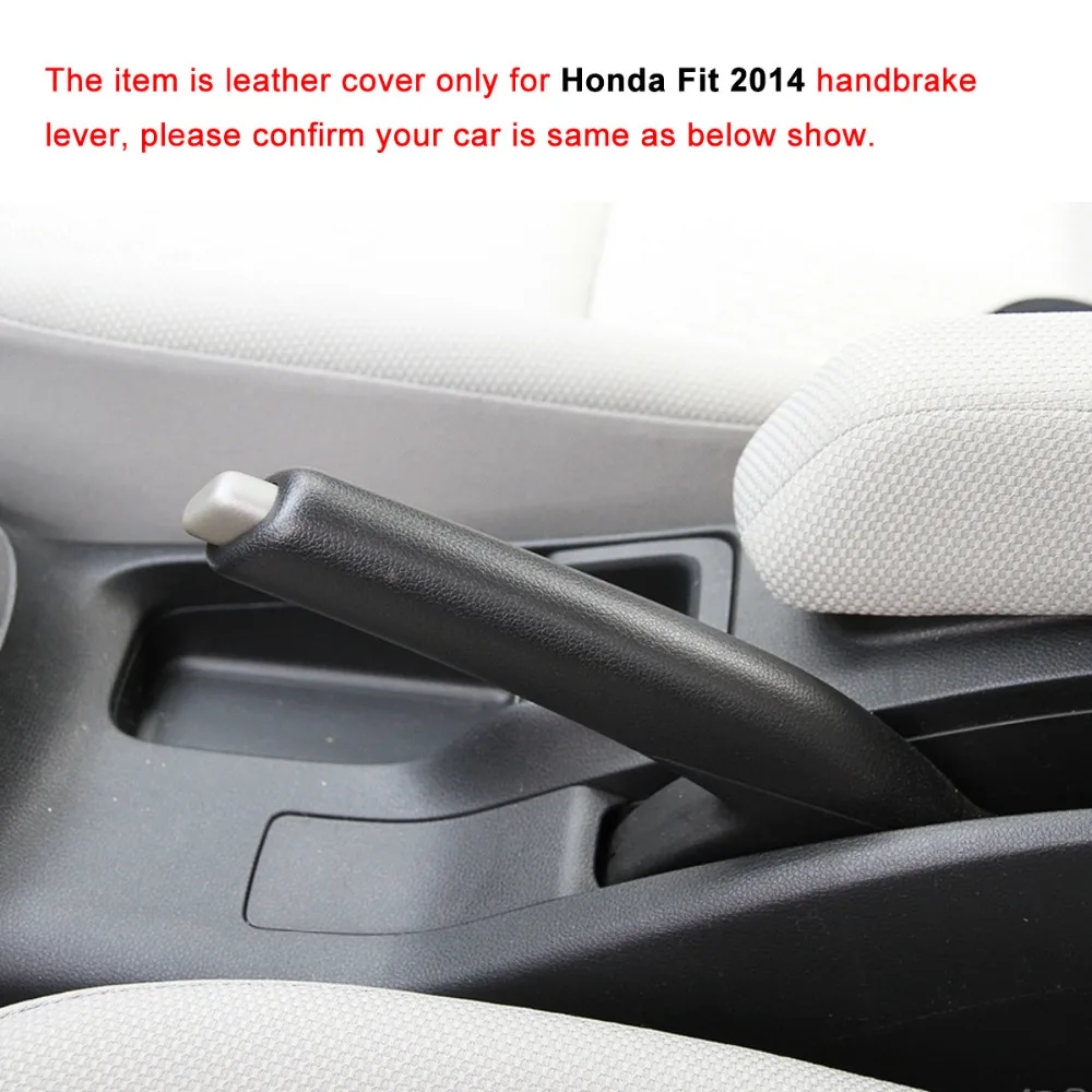 PONSNY Car Handbrake Covers Case for Honda Fit 2014 Car-styling Genuine Leather Handbrake Lever Grips Cover